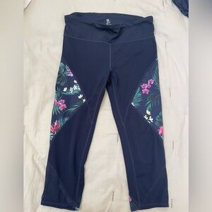 Gap Floral/Blue Workout Leggings - size Medium